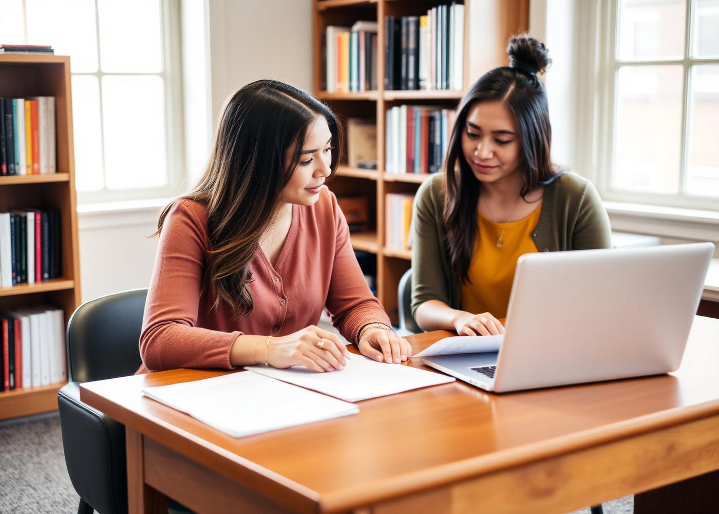 Luis Aramayo counseling a student through her Common App