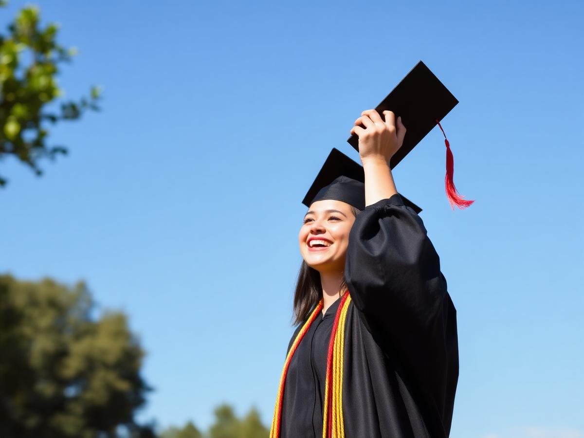 Joyful graduate celebrating on graduation day